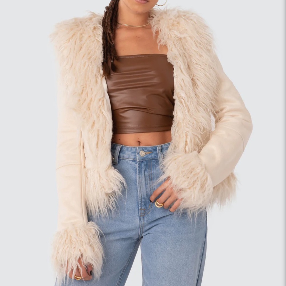 Edikted Faux Fur Trim Coat New without Tags